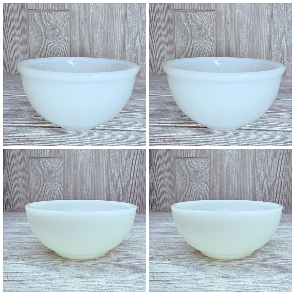 Vintage 4 fireking white milk glass cereal bowls ovenwear white glass bowls